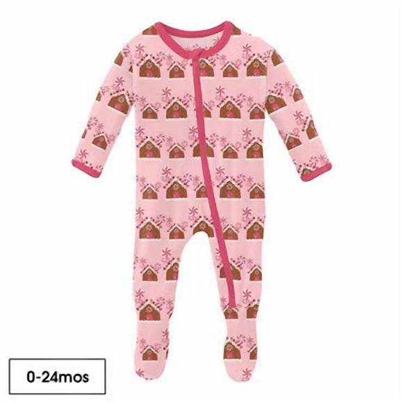 NEW KICKEE infant girls zipper footie in lotus gingerbread - Picture 1 of 1